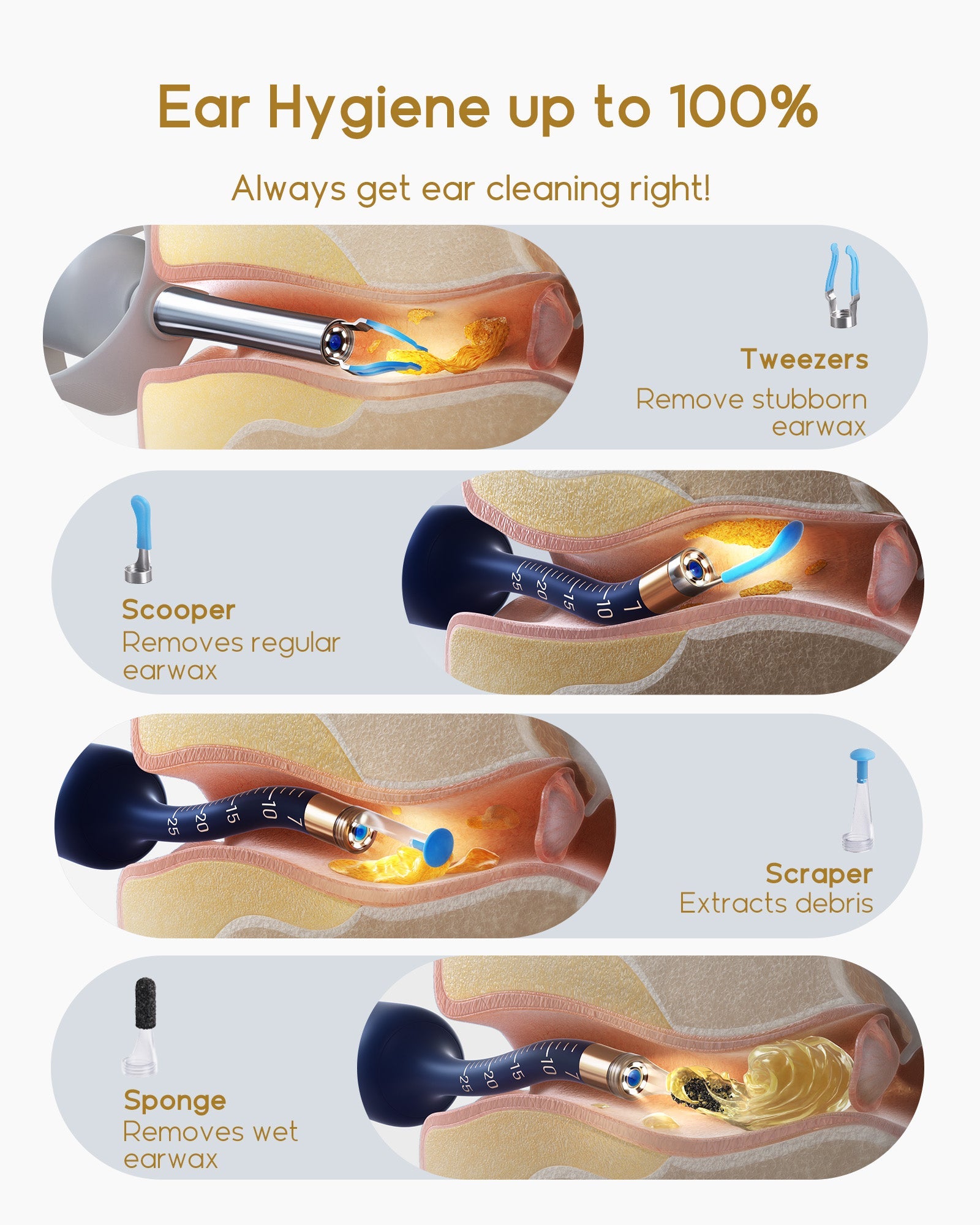 Bebird EarSight Plus Flexible Otoscope Light - Ear Wax Removal Tools with Camera