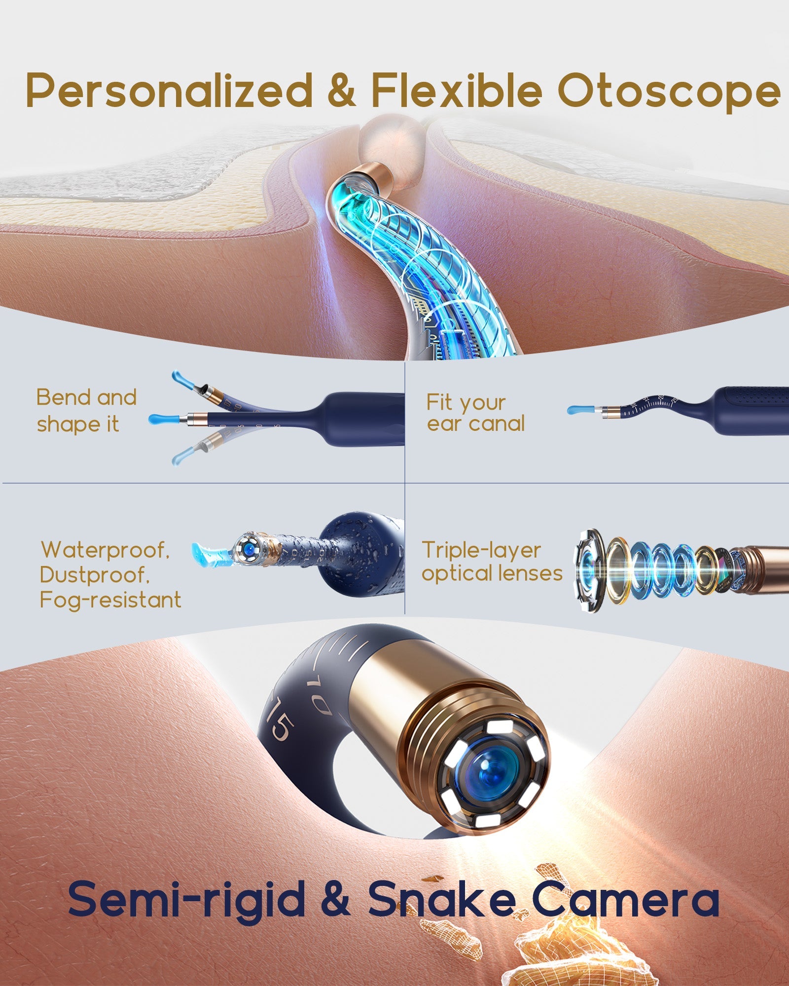 Bebird EarSight Plus Flexible Otoscope Light - Ear Wax Removal Tools with Camera