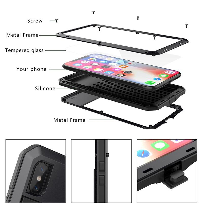 Luxury Doom Armor Waterproof Metal Aluminum Phone Case For iPhone